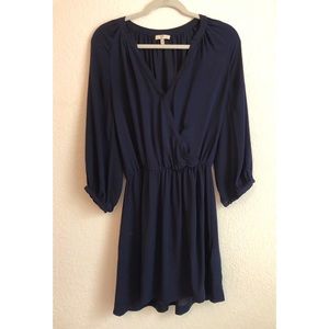 Silk Navy Joie Long Sleeve Mini Dress S